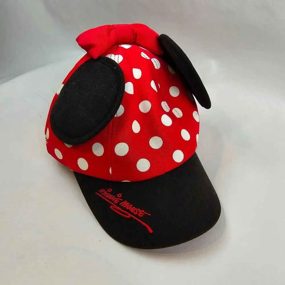 Minnie Mouse Polka Dot Ears Snapback Hat Cap Disney Parks World Girl Red Youth